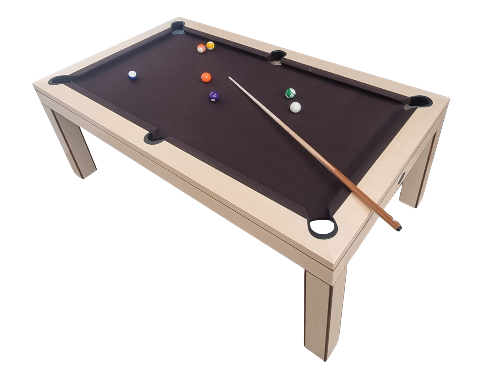 Table de billard sur mesure Harmonie Érable avec incrustation de noyer Table de billard sur mesure Harmonie Érable avec incrustation de noyer